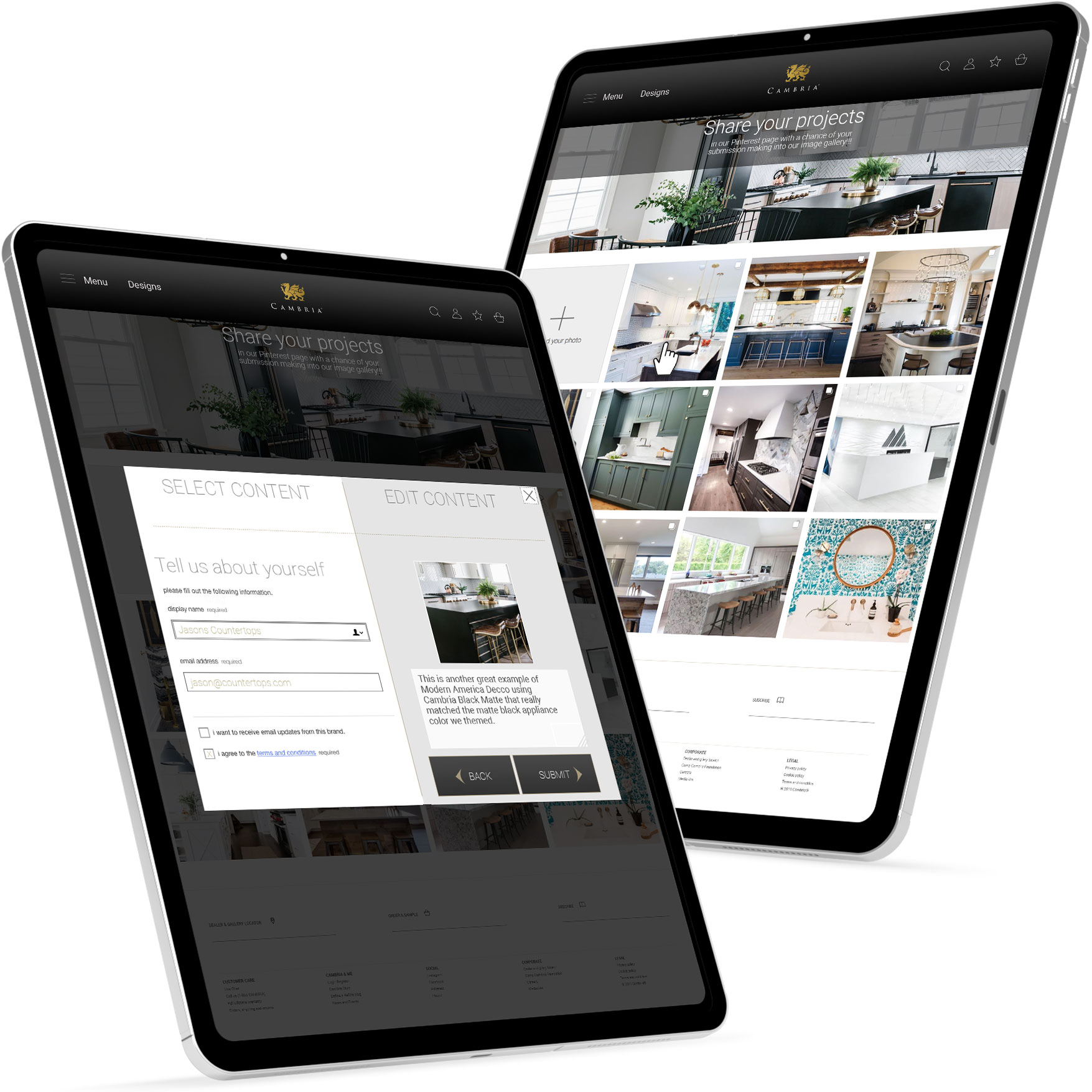 Jason Hoye Portfolio: Cambria User Generated Content example 2