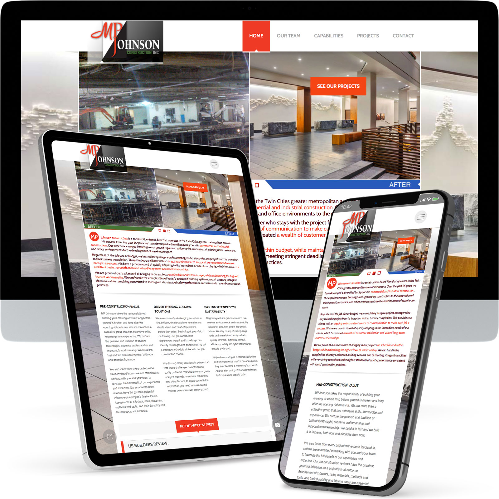 Jason Hoye Portfolio:MP Johnson Construction website example1