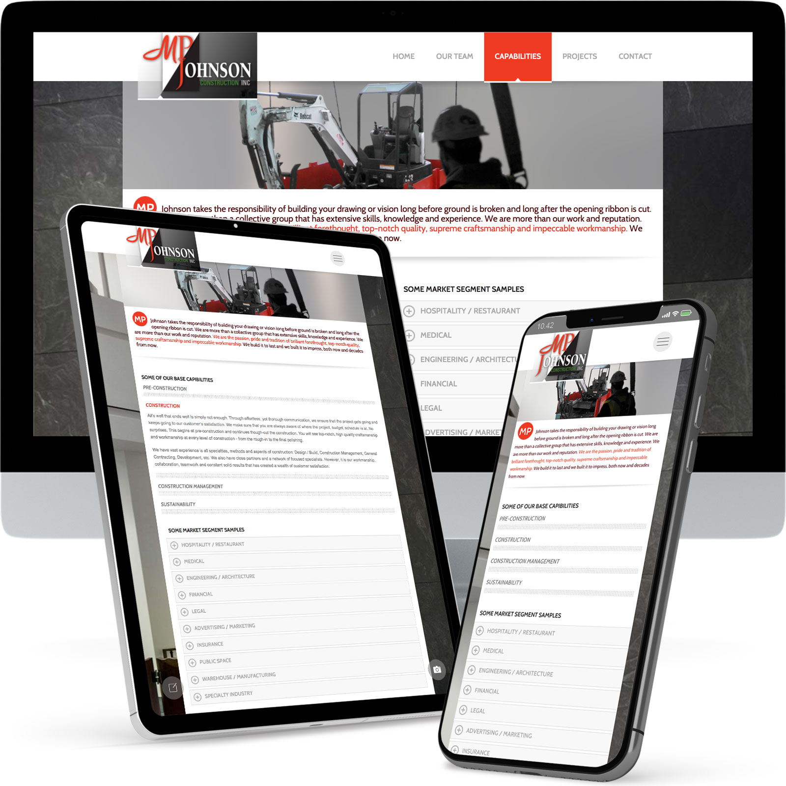 Jason Hoye Portfolio:MP Johnson Construction website example3